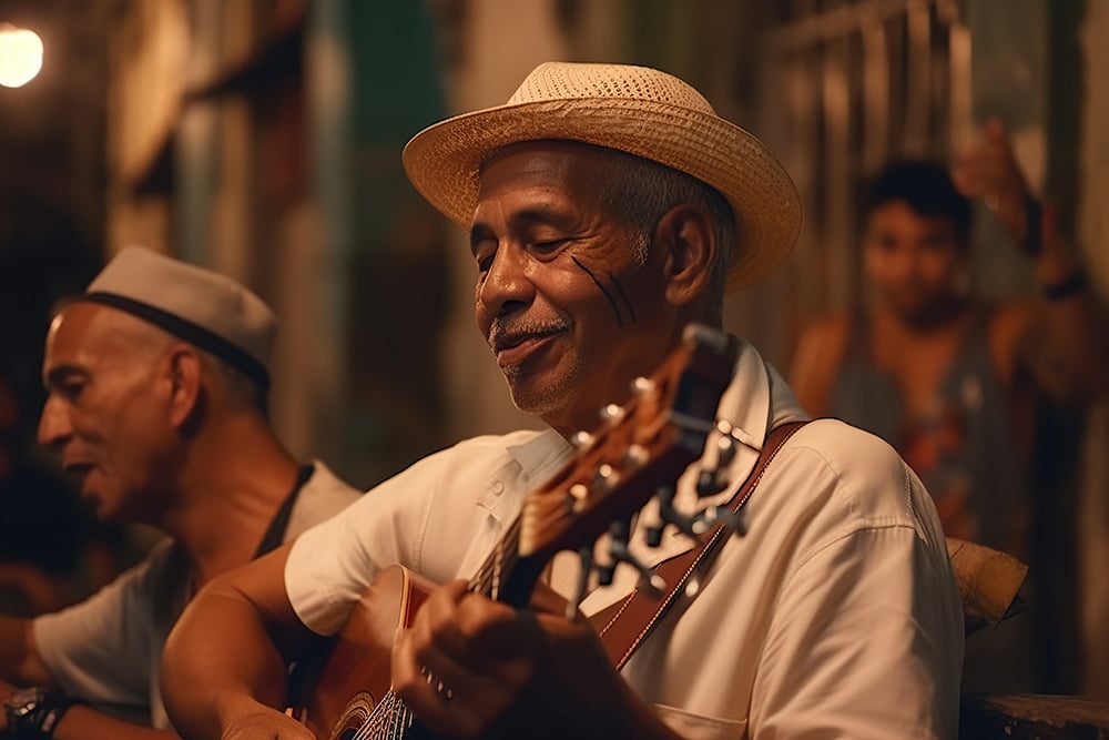 Cubaanse muziek - Solo latin piano en gitaar speler